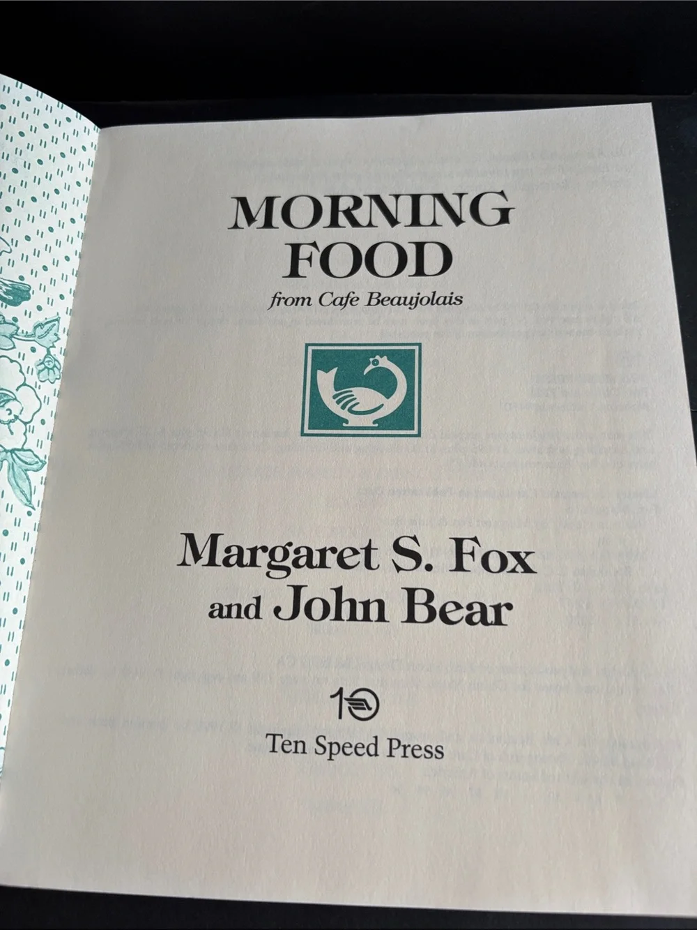 Morning Food Cafe Beaujolais Cookbook - Yellow Cover